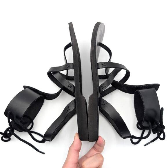 Free People Vacation Day Women's Wrap Flat Sandals Black Size US8.5 EU39 - Picture 9 of 12